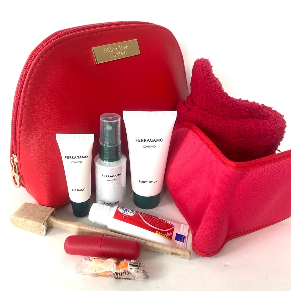 Ferragamo Red Travel Set-New with tags.